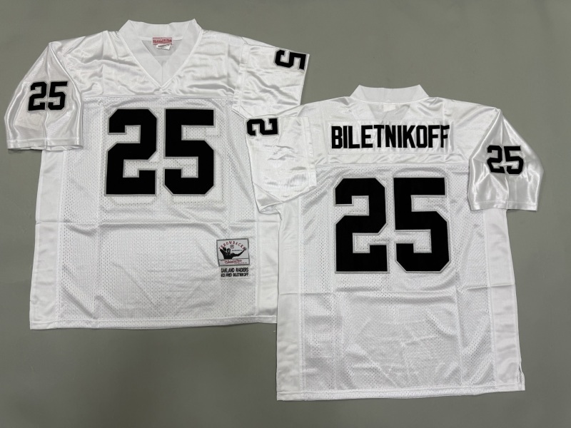 Men 2025 Nike Oakland Raiders #25 Biletnikoff white Throwback Limited NFL Jersey style 003->oakland raiders->NFL Jersey